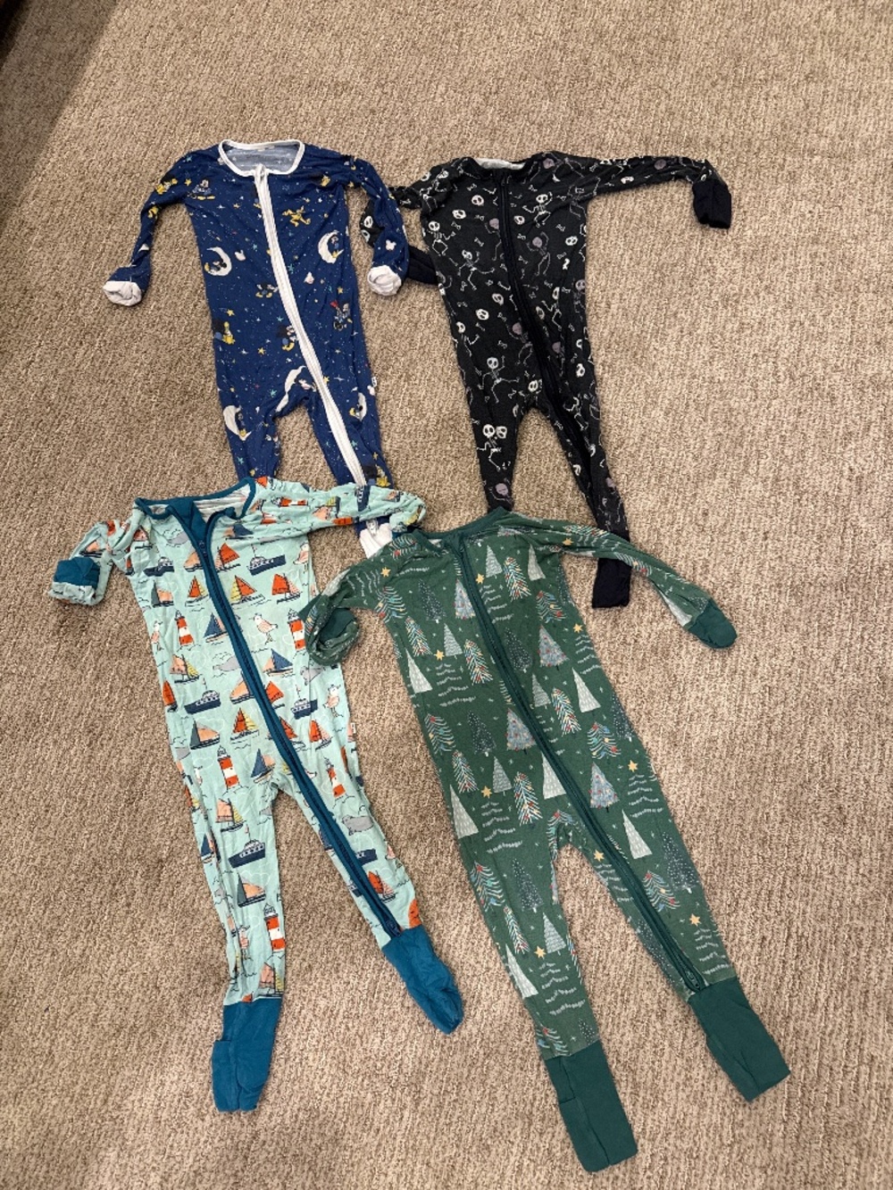 Four zip up little sleepies pajama